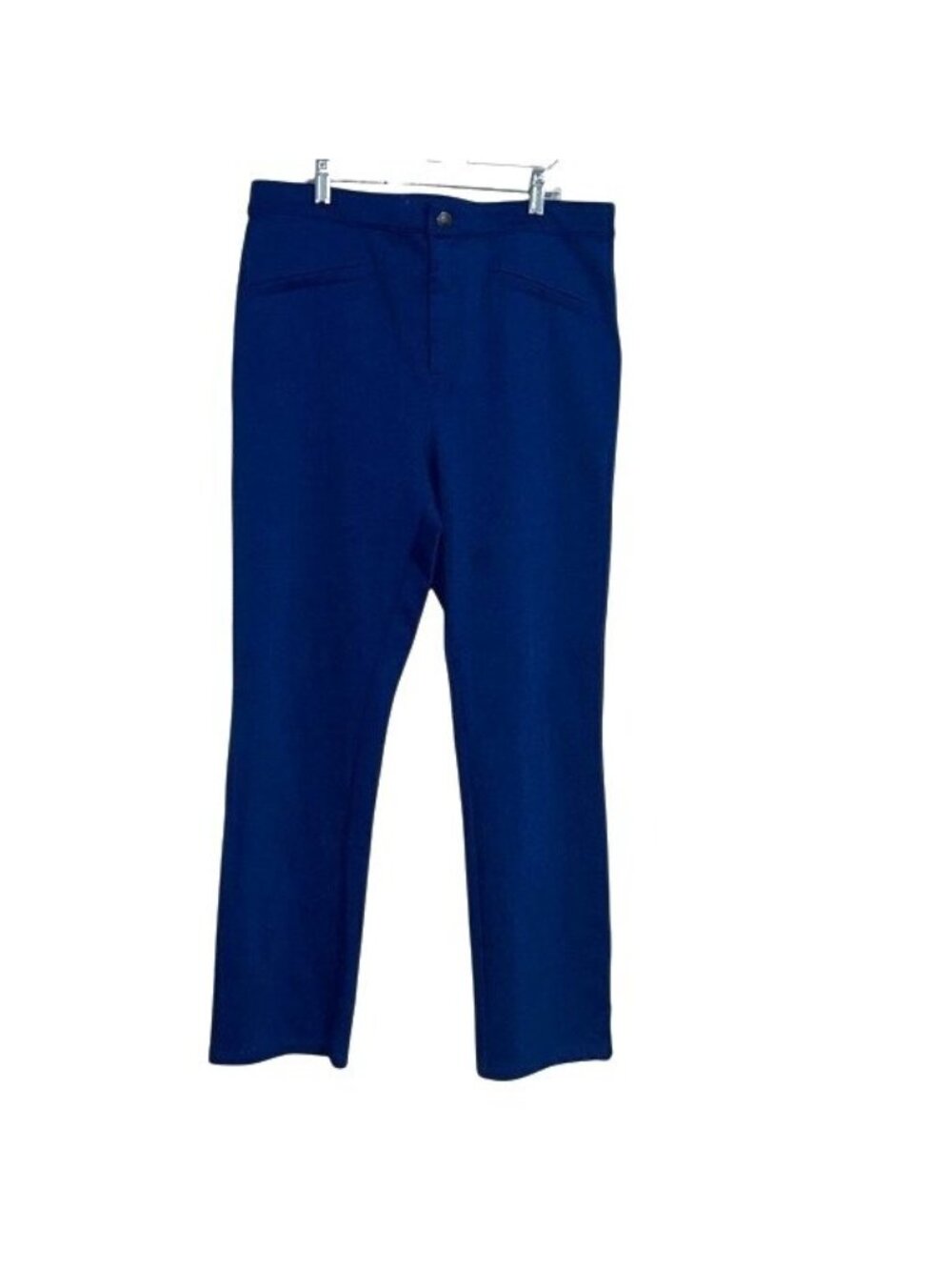 Liz Claiborne Womens Blue Straight-Leg Trousers Size 14 Polyester/Rayon